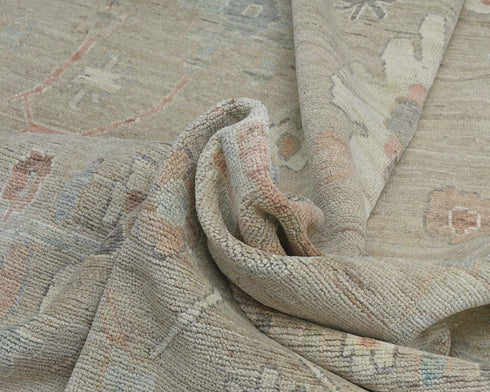 10x14 Brown Oushak Turkish Hand Knotted Soft Wool Area Rug